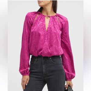 NWT Veronica Beard Sionne Paisley Print Long Sleeve Cutout Silk Blouse - 6